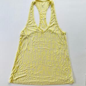 Lululemon Yellow Racerback Tank Burnout Manifesto Size 6 Tissue Loose Fit
